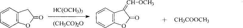 Conventional synthesis route using trimethyl orthoformate and acetic anhydride producing methyl acetate byproduct