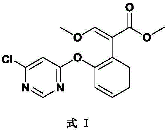 Chemical structure of Formula I, the key pyrimidine intermediate for Azoxystrobin synthesis