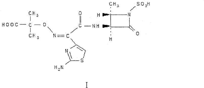 Chemical structure of Aztreonam showing the core beta-lactam ring and sulfonic acid group