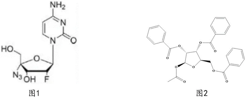 Chemical structure of Azvudine and its key tribenzoylated ribose intermediate