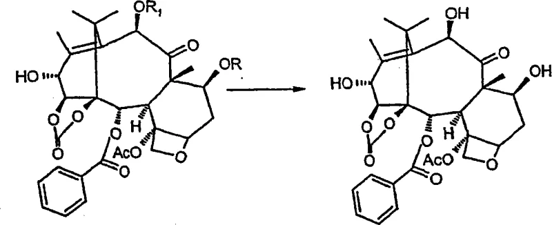 Final deprotection step yielding 14-beta-hydroxy-1,14-carbonate-deacetylbaccatin III