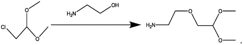 Reaction scheme showing the conversion of ethanolamine and chloroacetal to the target intermediate