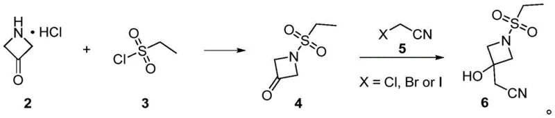 Synthesis of Intermediate 6 via Reformatsky reaction showing sulfonylation and alkylation steps