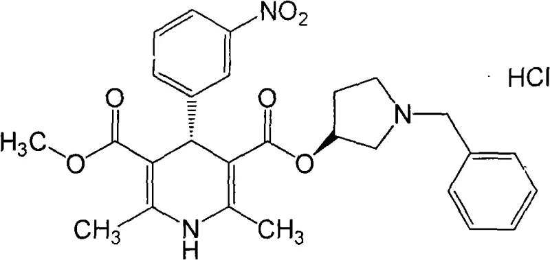 Chemical structure of Barnidipine Hydrochloride showing the dihydropyridine core and chiral centers