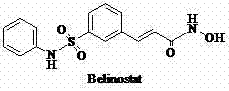 Chemical structure of the anti-tumor drug Belinostat showing the core scaffold