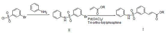 Novel two-step synthetic route for 3-(3-phenylamidosulfonyl-phenyl)-acrylate using Pd catalysis