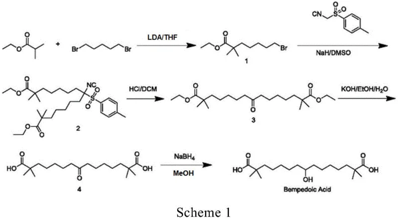 Prior art synthesis Scheme 1 highlighting toxic reagents and hazardous conditions
