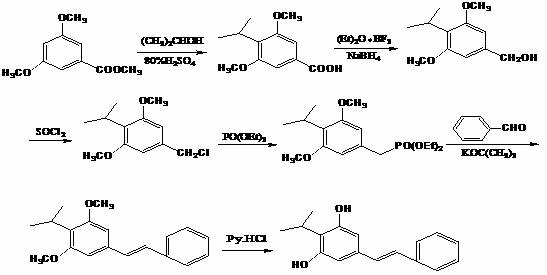 Prior art synthesis route showing multiple steps including Friedel-Crafts and halogenation