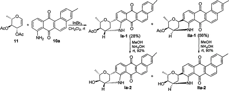 Specific glycosylation reaction of compound 10a with L-rhamnosene derivative