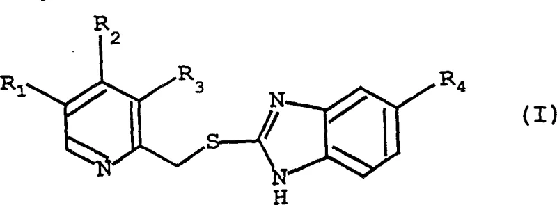General Formula (I) representing the target [[(substituted pyridyl)methyl]thio]benzimidazole derivatives used in PPI synthesis