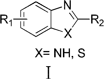 General chemical structure of benzimidazole and benzothiazole derivatives synthesized via the patented method