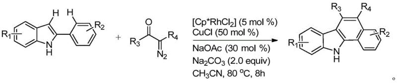 Specific reaction conditions and transformation equation for benzo[a]carbazole synthesis