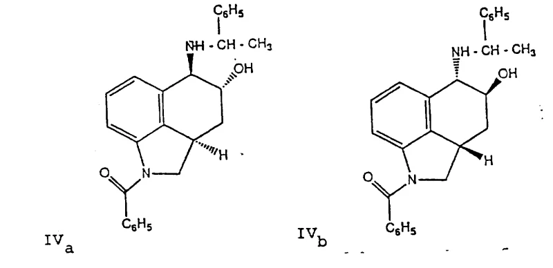 Chemical structures of diastereomers IVa and IVb formed during chiral resolution with S-1-phenethylamine