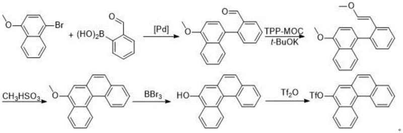 Overview of the novel five-step synthetic route for Benzo[c]phenanthrene-5-trifluoromethanesulfonate