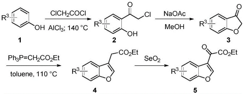Conventional multi-step synthesis route using Selenium Dioxide oxidation