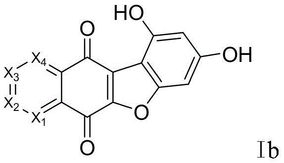 Alkylation reaction scheme converting compound Ib to the final benzofuran azanaphthalene dione derivative