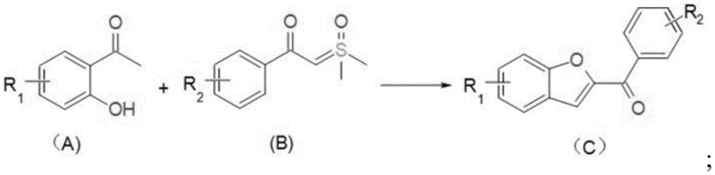 General reaction scheme for benzofuran synthesis using iron phthalocyanine catalyst