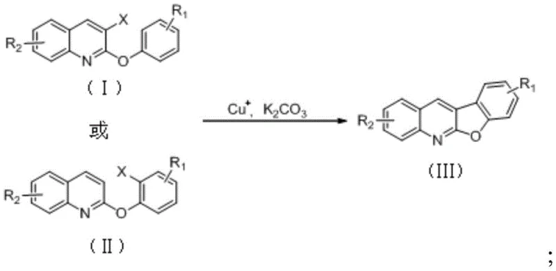 General reaction scheme for Cu-catalyzed synthesis of benzofuro[2,3-b]quinoline derivatives from phenoxyquinoline precursors
