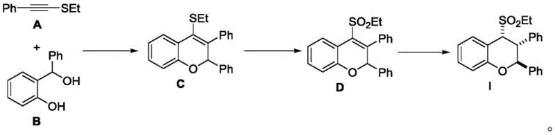 Complete synthetic route showing cyclization, oxidation, and reduction to benzopyran derivative