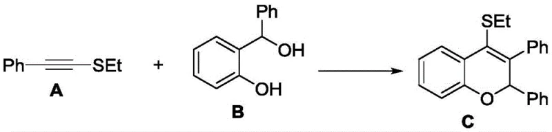 Brønsted acid-catalyzed cyclization of phenylethynyl ethyl sulfide and hydroxybenzyl alcohol