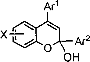General chemical structure of benzopyran compounds showing variable substituents X, Ar1, and Ar2