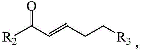 General structural formula of the alpha,beta-unsaturated carbonyl reactant showing variable R groups