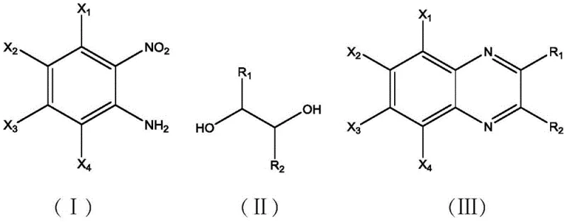 General reaction scheme showing the one-pot synthesis of benzopyrazine derivatives (III) from o-nitroaniline (I) and aliphatic diols (II) using the novel Cu-Pd-CeO2 catalyst.