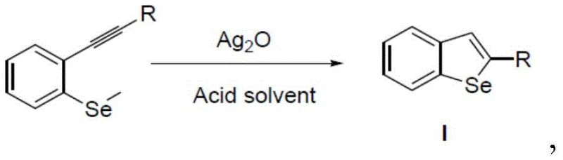 Reaction scheme showing Ag2O catalyzed cyclization of 2-ethynyl benzoseleno-ether to benzoselenophene