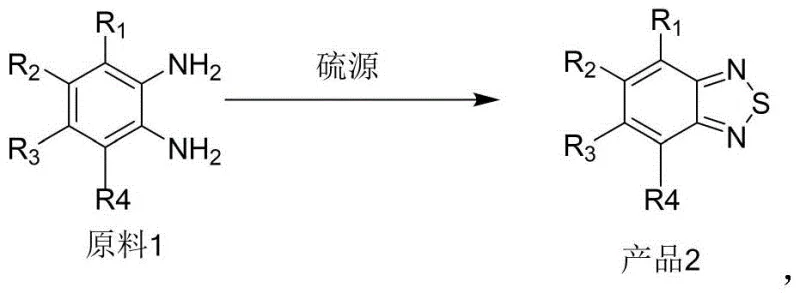 General reaction scheme showing the conversion of substituted o-phenylenediamines to benzothiadiazoles using a sulfur source
