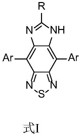 General structural formula of benzothiadiazoloimidazole fluorescent dye showing variable Ar and R groups