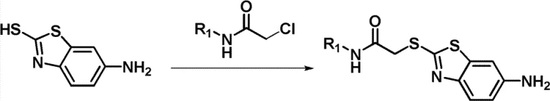 Synthetic route for Formula I derivatives via alkylation of 6-amino-2-mercaptobenzothiazole