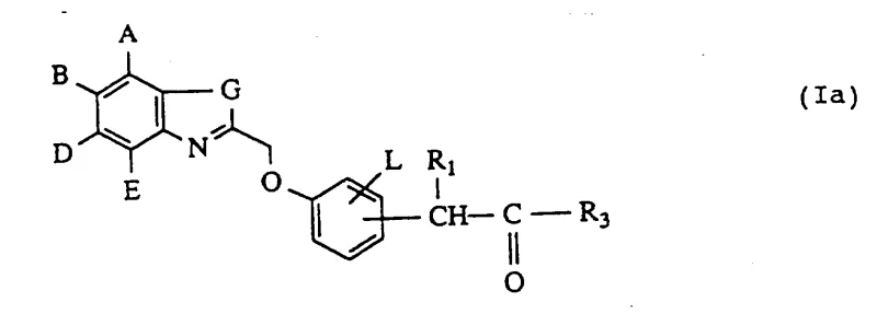 General Formula I showing the core substituted benzothiazolyl and quinoxalinyl methoxy phenyl-acetic acid structure