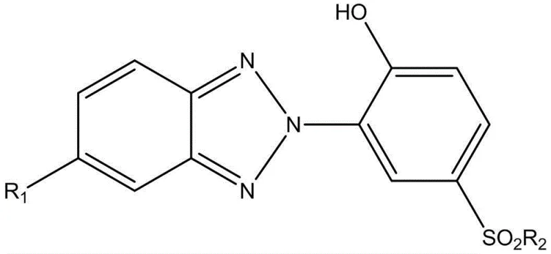 General chemical structure of the novel benzotriazole-hindered amine composite with sulfonamide bridge