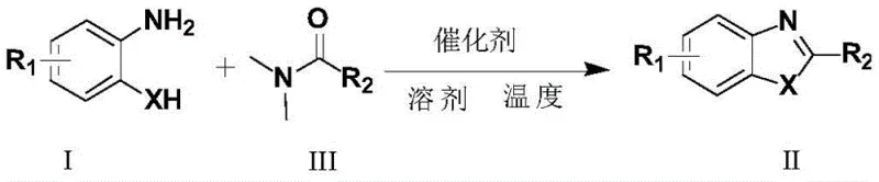 General reaction scheme for the synthesis of 2-substituted benzoxazoles and benzothiazoles
