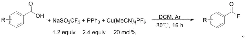 Optimized synthetic route showing specific reaction conditions including temperature and catalyst loading