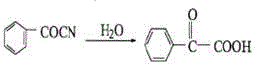 Hydrolysis of benzoyl nitrile to benzoylformic acid showing expensive raw material dependency