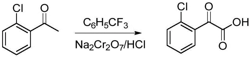 Specific synthesis route of 2-(2-chlorobenzene)-2-glyoxylic acid using Sodium Dichromate and Trifluorotoluene