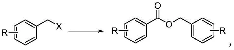 General reaction scheme for oxidative self-coupling of benzyl halides to aromatic benzyl esters