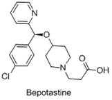 Chemical structure of Bepotastine showing the chiral center derived from the intermediate