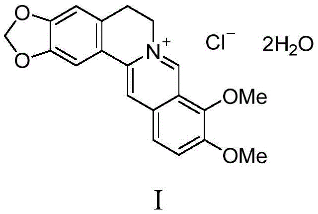 Chemical structure of Berberine Hydrochloride (Formula I) showing the isoquinoline alkaloid core