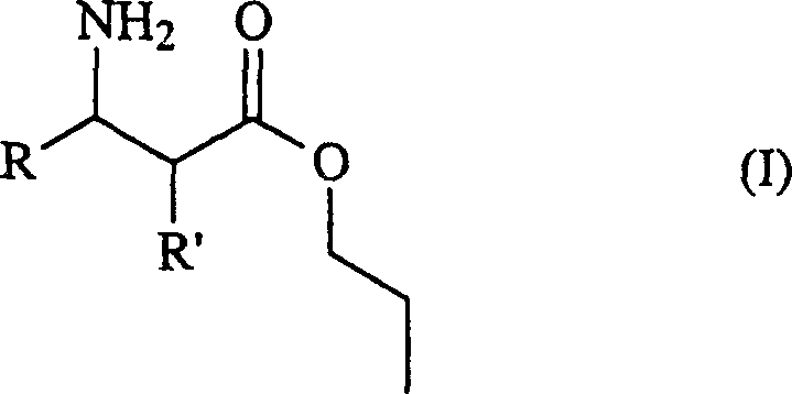 General Formula (I) of N-unprotected beta-amino acid esters used in the enzymatic hydrolysis process