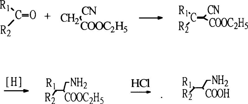 Ethyl cyanoacetate method reaction mechanism showing condensation and hydrogenation