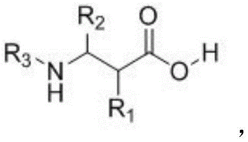 Chemical structure of the synthesized beta-amino acid with diverse R groups