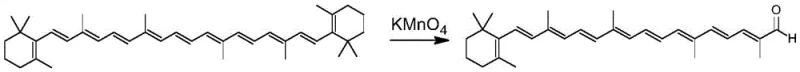 Oxidation of beta-carotene using potassium permanganate showing poor selectivity