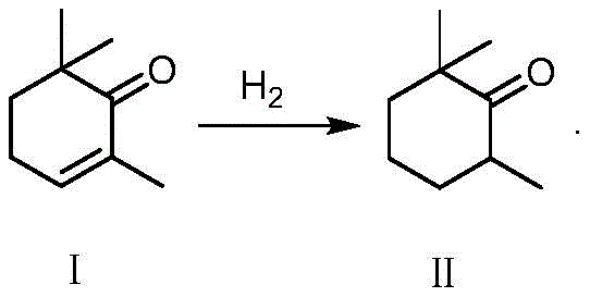 Preparation of starting material Compound II via selective hydrogenation of 2,6,6-trimethylcyclohexenone
