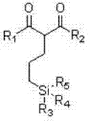 General chemical structure of the beta-dicarbonyl organosilicon coupling agent showing variable R groups