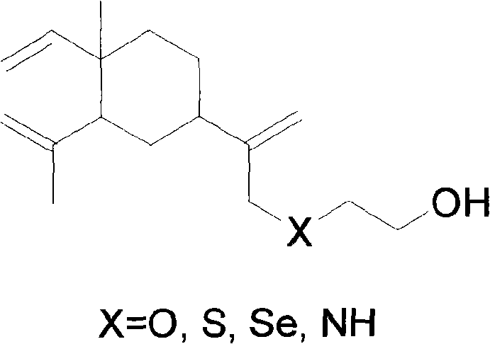 General structure of beta-elemene substituted ethanol intermediate showing variable linker atoms
