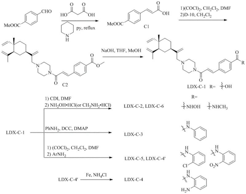 Synthesis route for Series C aromatic beta-elemene HDAC inhibitors featuring Knoevenagel condensation