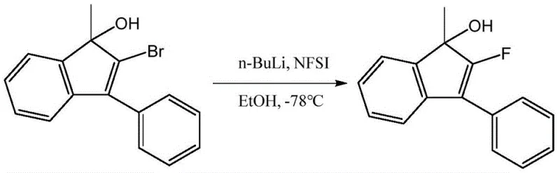 Cryogenic lithiation route using n-BuLi and NFSI at -78C showing low yield and safety hazards