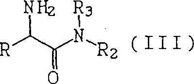Chemical structure of Formula III representing the alpha-substituted amino acid amide reactant used in the enzymatic acylation process